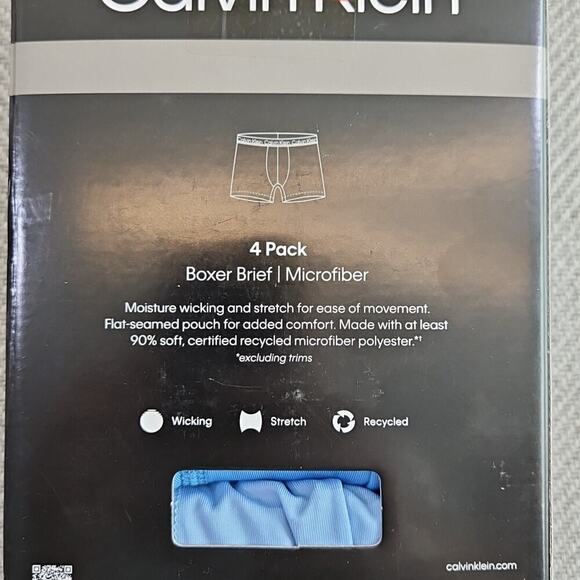 Calvin Klein Boxer Briefs 4 (Four) Pack Men's Size Medium 32-34 Blue Microfiber - Picture 4 of 10